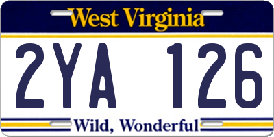 WV license plate 2YA126
