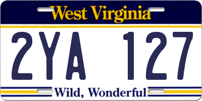 WV license plate 2YA127
