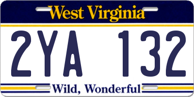 WV license plate 2YA132