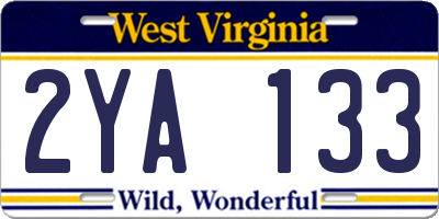 WV license plate 2YA133
