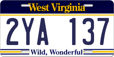 WV license plate 2YA137
