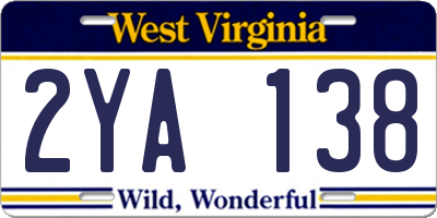 WV license plate 2YA138