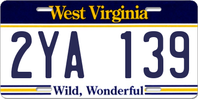 WV license plate 2YA139