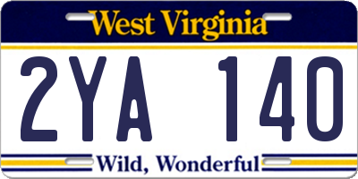 WV license plate 2YA140