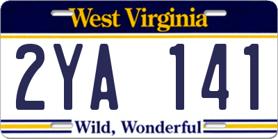 WV license plate 2YA141