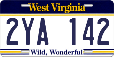 WV license plate 2YA142