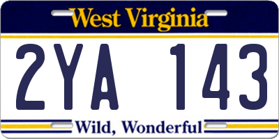 WV license plate 2YA143