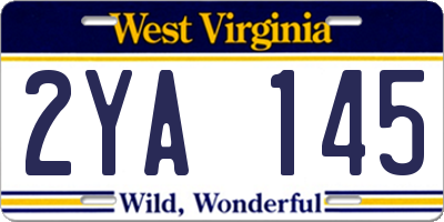 WV license plate 2YA145
