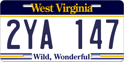 WV license plate 2YA147
