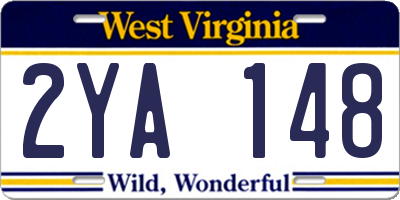 WV license plate 2YA148