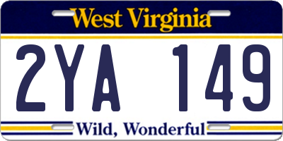 WV license plate 2YA149