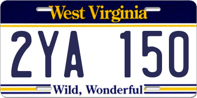 WV license plate 2YA150