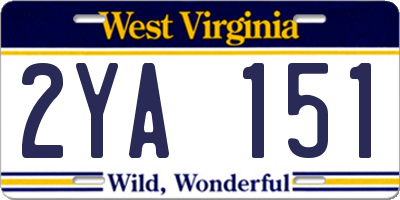 WV license plate 2YA151