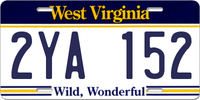 WV license plate 2YA152