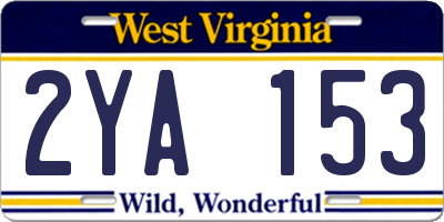 WV license plate 2YA153