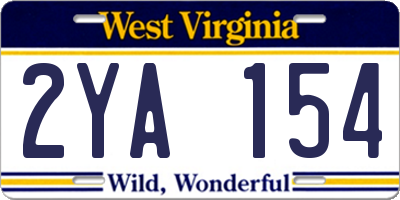 WV license plate 2YA154