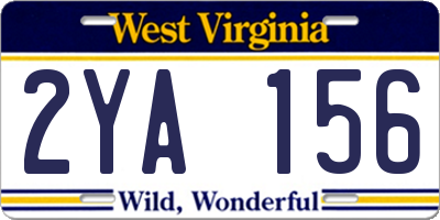 WV license plate 2YA156