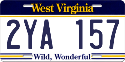 WV license plate 2YA157
