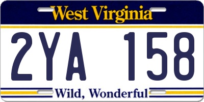 WV license plate 2YA158