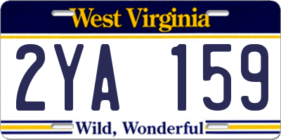 WV license plate 2YA159