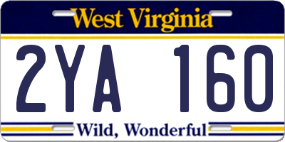 WV license plate 2YA160