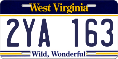 WV license plate 2YA163