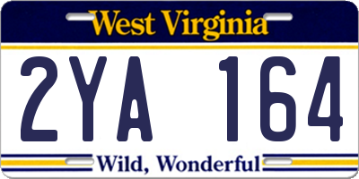 WV license plate 2YA164