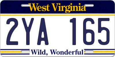 WV license plate 2YA165