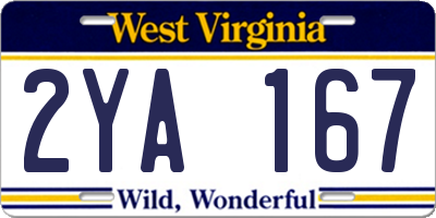 WV license plate 2YA167