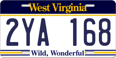 WV license plate 2YA168