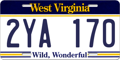 WV license plate 2YA170