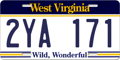 WV license plate 2YA171