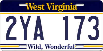 WV license plate 2YA173