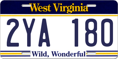 WV license plate 2YA180