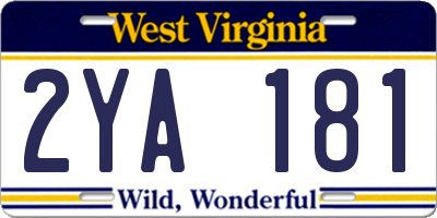 WV license plate 2YA181
