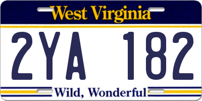 WV license plate 2YA182