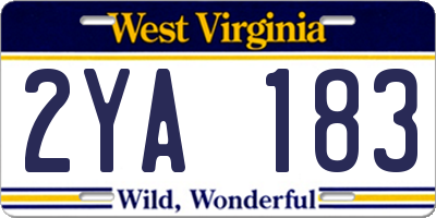 WV license plate 2YA183