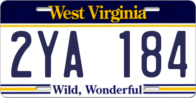 WV license plate 2YA184