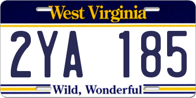 WV license plate 2YA185