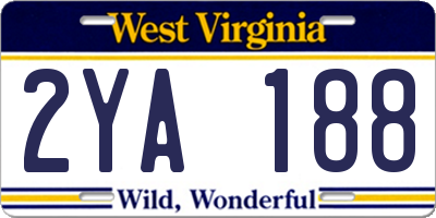 WV license plate 2YA188