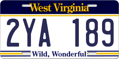 WV license plate 2YA189