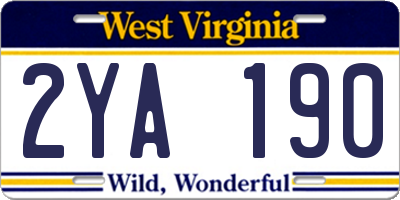 WV license plate 2YA190