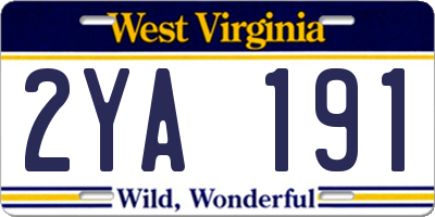 WV license plate 2YA191