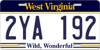 WV license plate 2YA192