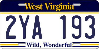 WV license plate 2YA193