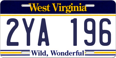 WV license plate 2YA196