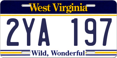 WV license plate 2YA197