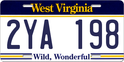WV license plate 2YA198