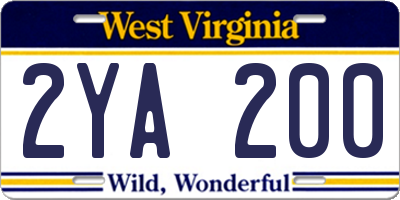 WV license plate 2YA200