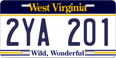 WV license plate 2YA201